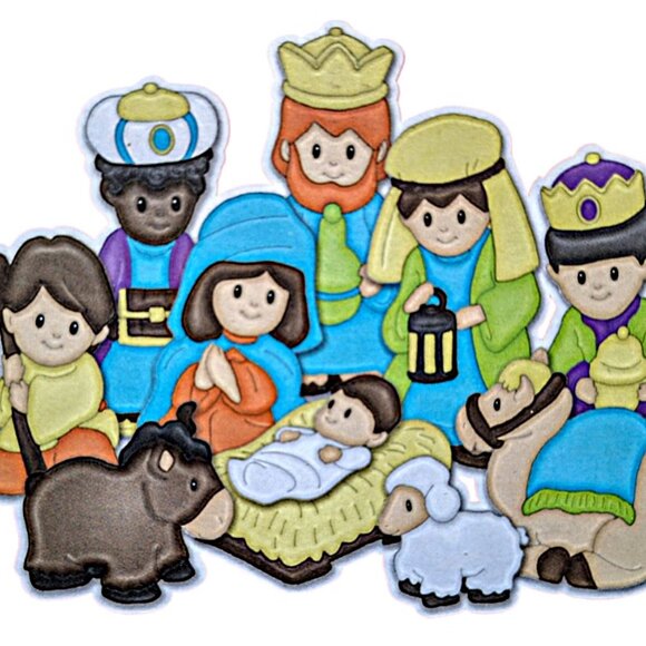 11 Piece Plaster Nativity Set w/Paint & Brushes NISP - Picture 5 of 6